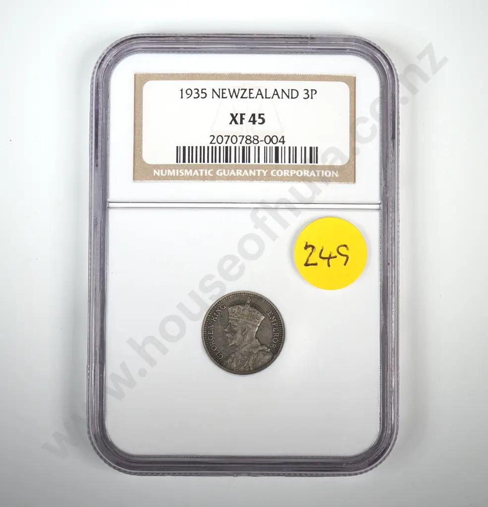 1935 New Zealand Threepence - Slabbed by NGC - XF 45  Image 1++