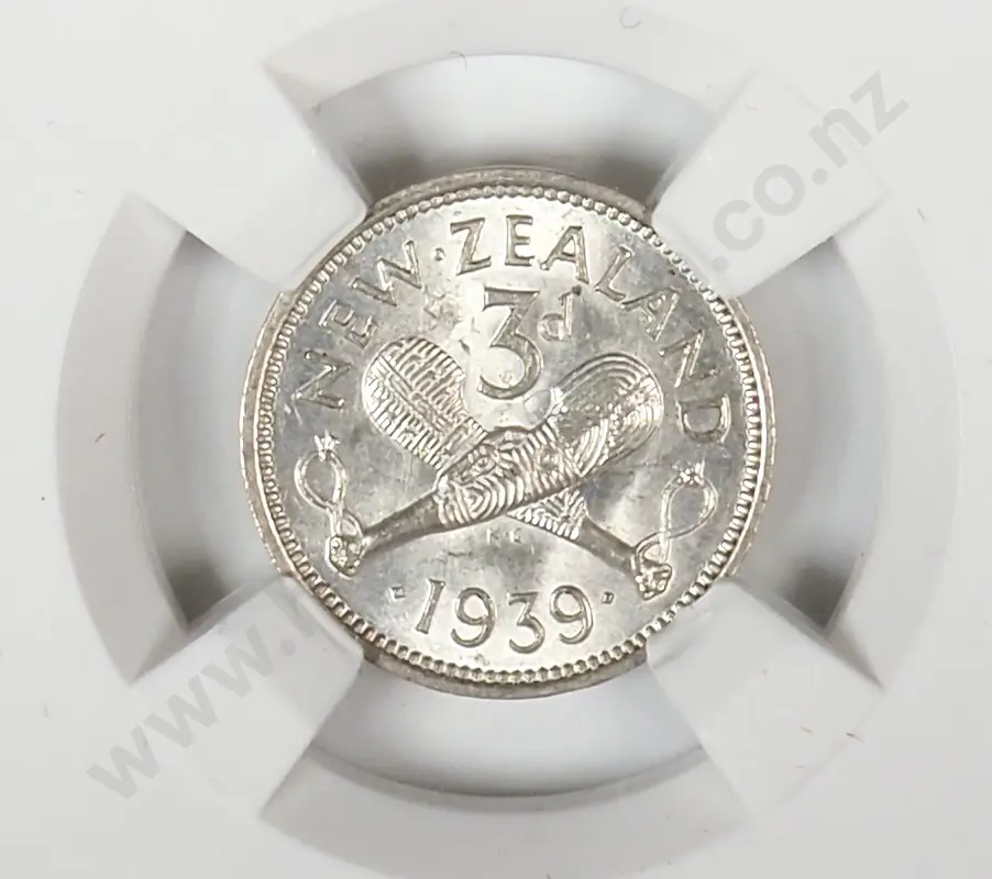 1939 New Zealand Threepence Coin - Better Grade Image 1++