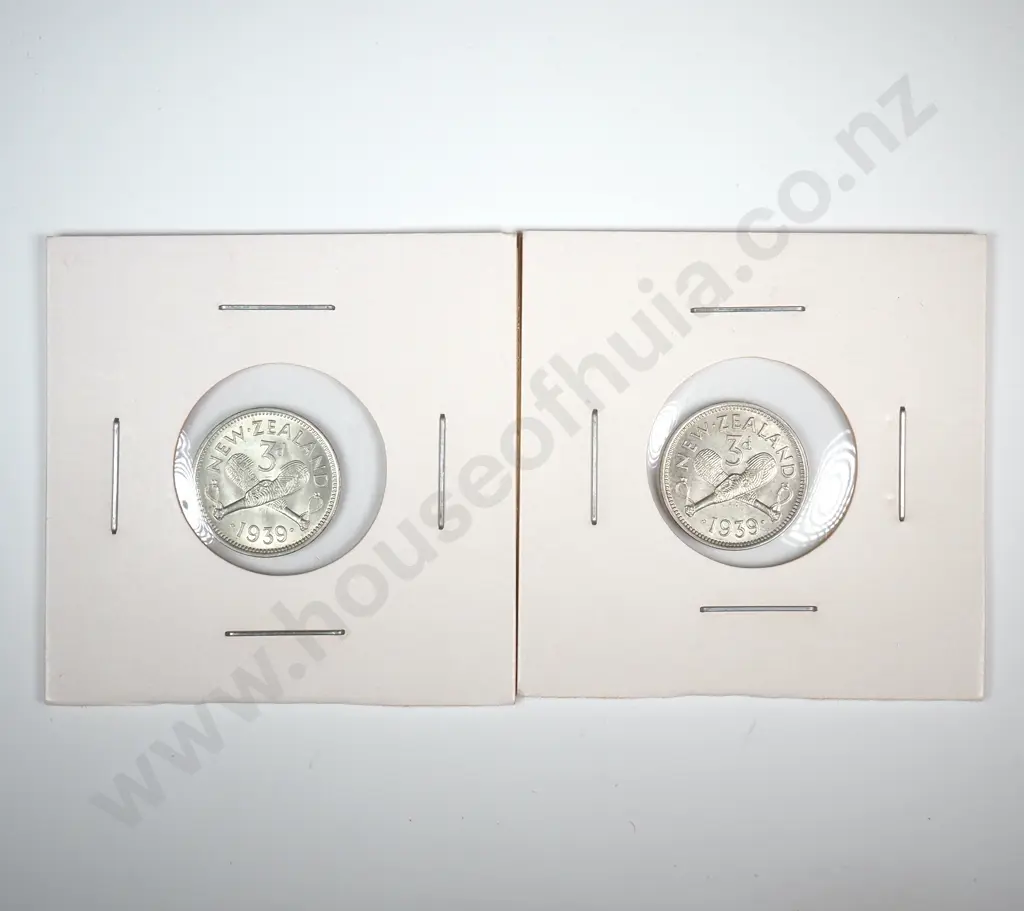 Two 1939 New Zealand Threepence's - Better Grades Image 1++