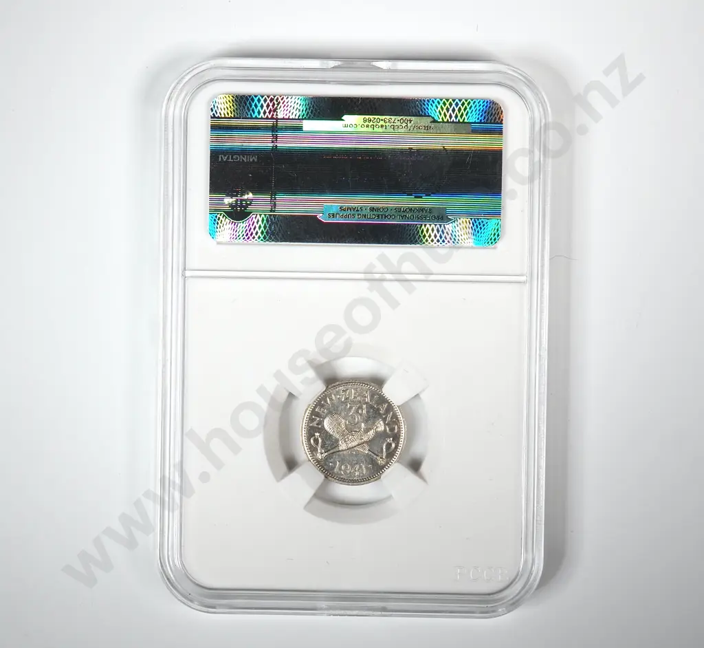 1941 New Zealand Threepence Coin - Better Grade Image 1++