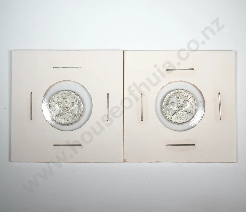 Two 1941 New Zealand Threepence's - Better Grades Image 1++