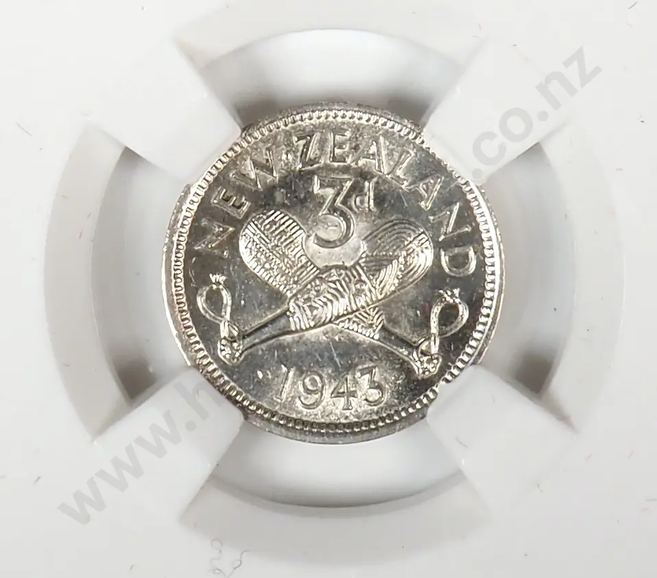 1943 New Zealand Threepence Coin - Better Grade Image 1++