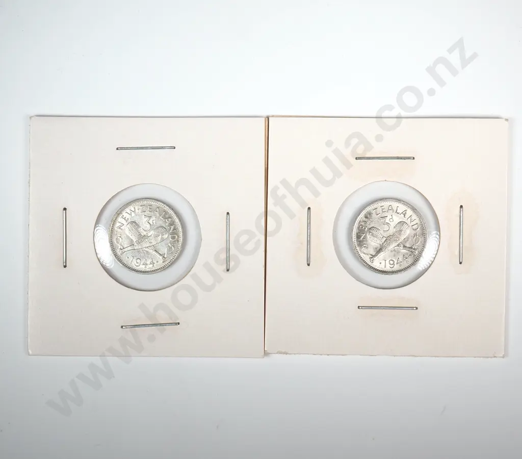 Two 1944 New Zealand Threepence's - Better Grades Image 1++