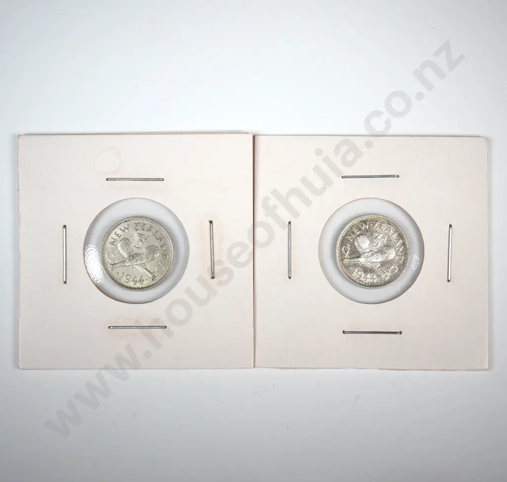Two 1944 New Zealand Threepence's - Better Grades Image 1++