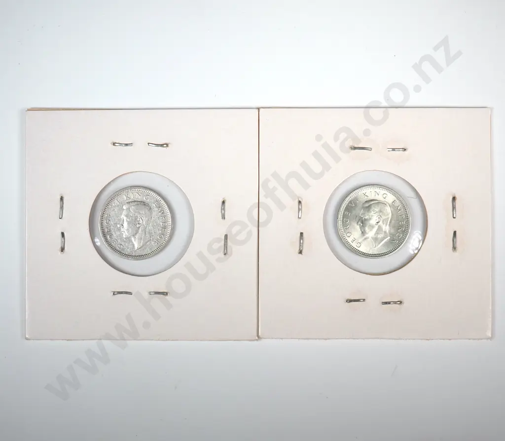 Two 1945 New Zealand Threepence's - Better Grades Image 1++