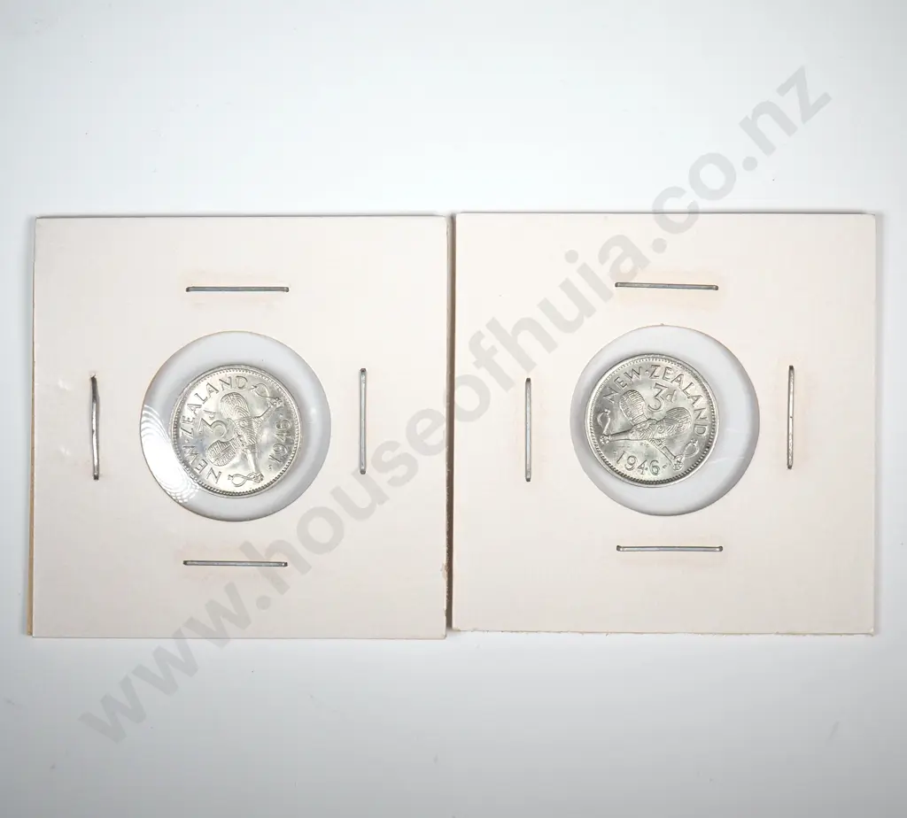 Two 1946 New Zealand Threepence's - Better Grades Image 1++