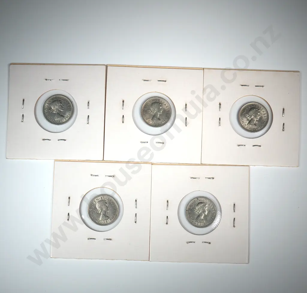 Five Carded New Zealand Threepences - Better Grades - Post 1947 Image 1++