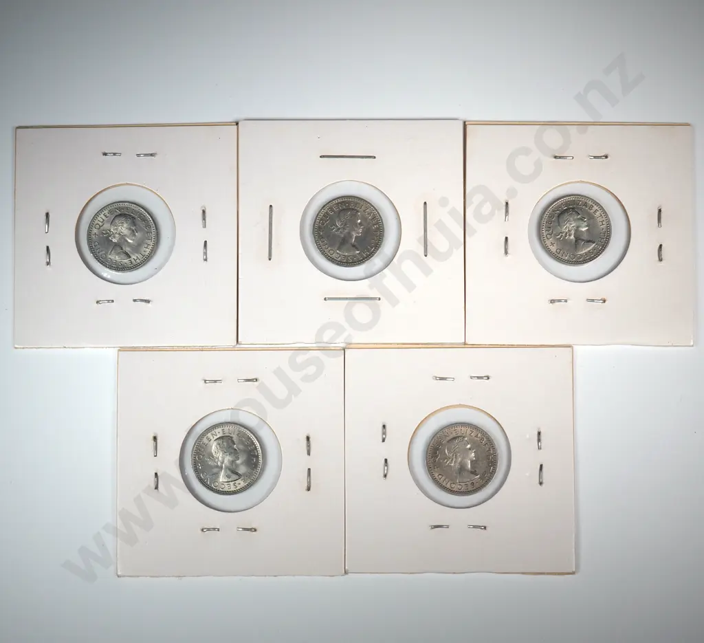 Five Carded New Zealand Threepences - Better Grades - Post 1947 Image 1++