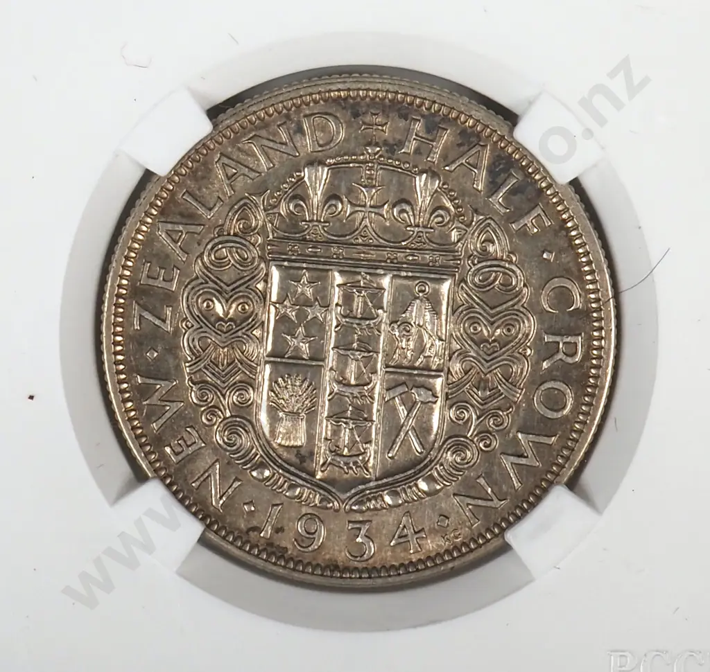 1934 New Zealand Half Crown - Better Grade  Image 1++