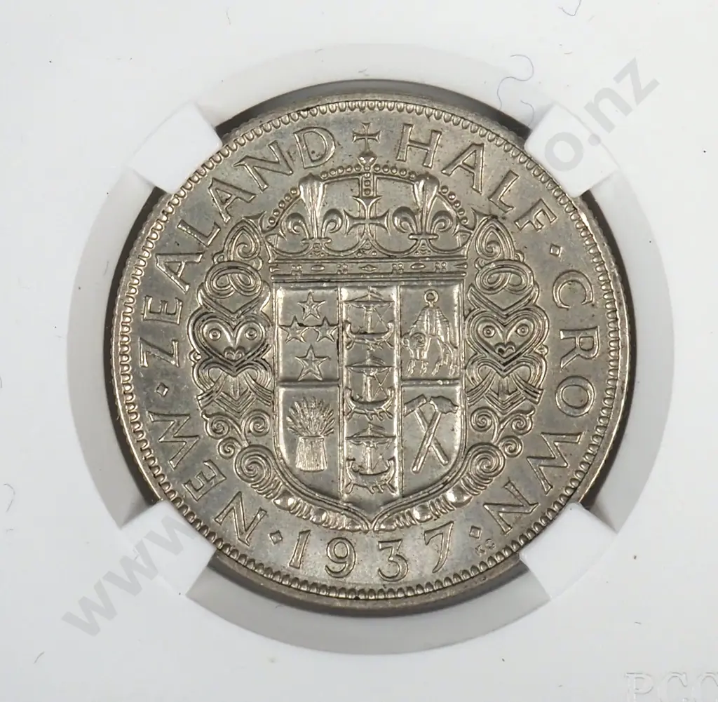 1937 New Zealand Half Crown - Better Grade  Image 1++