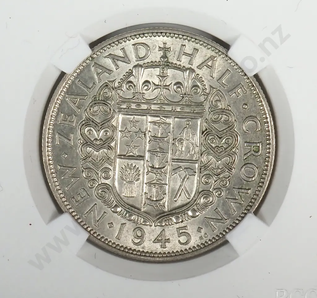 1945 New Zealand Half Crown - Better Grade  Image 1++