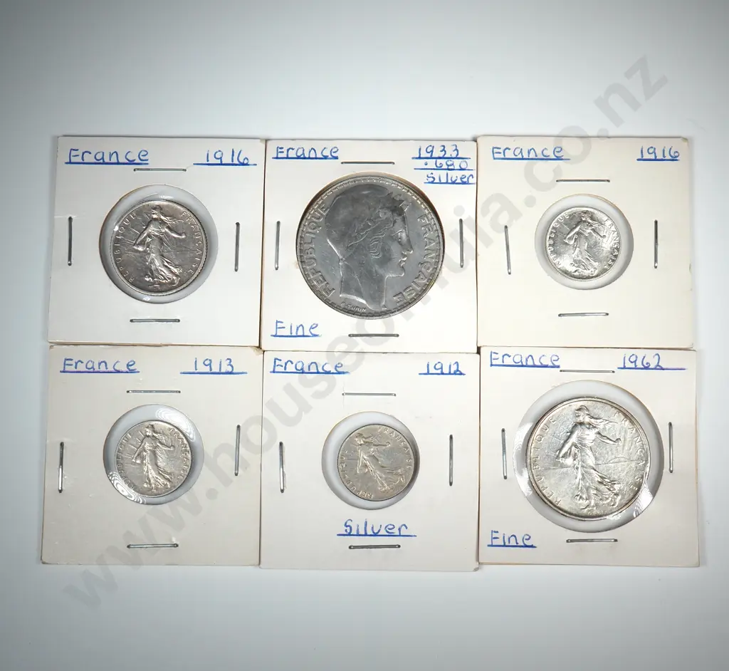 Six French Silver Coins  Image 1++