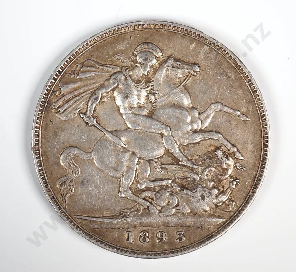 1893 United Kingdom LVI Silver Crown - Nice Details Image 1++