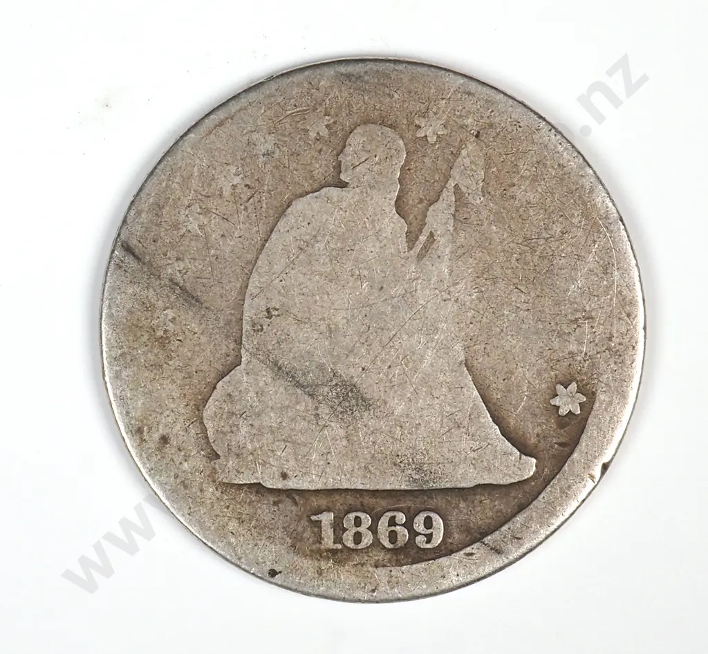 1869 United States of America Quarter - Scarce Date - Worn Condition  Image 1++