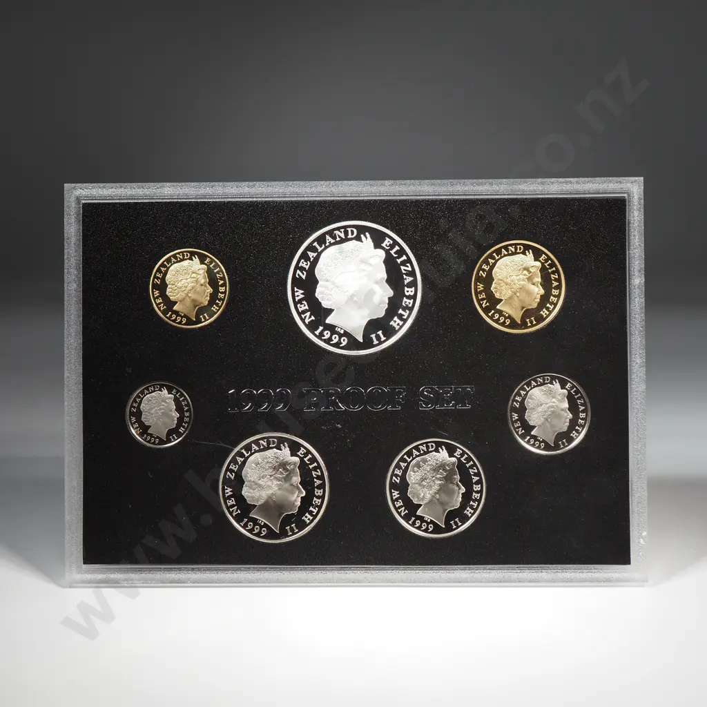1999 New Zealand Proof Coin Set w Silver Dollar  Image 1++