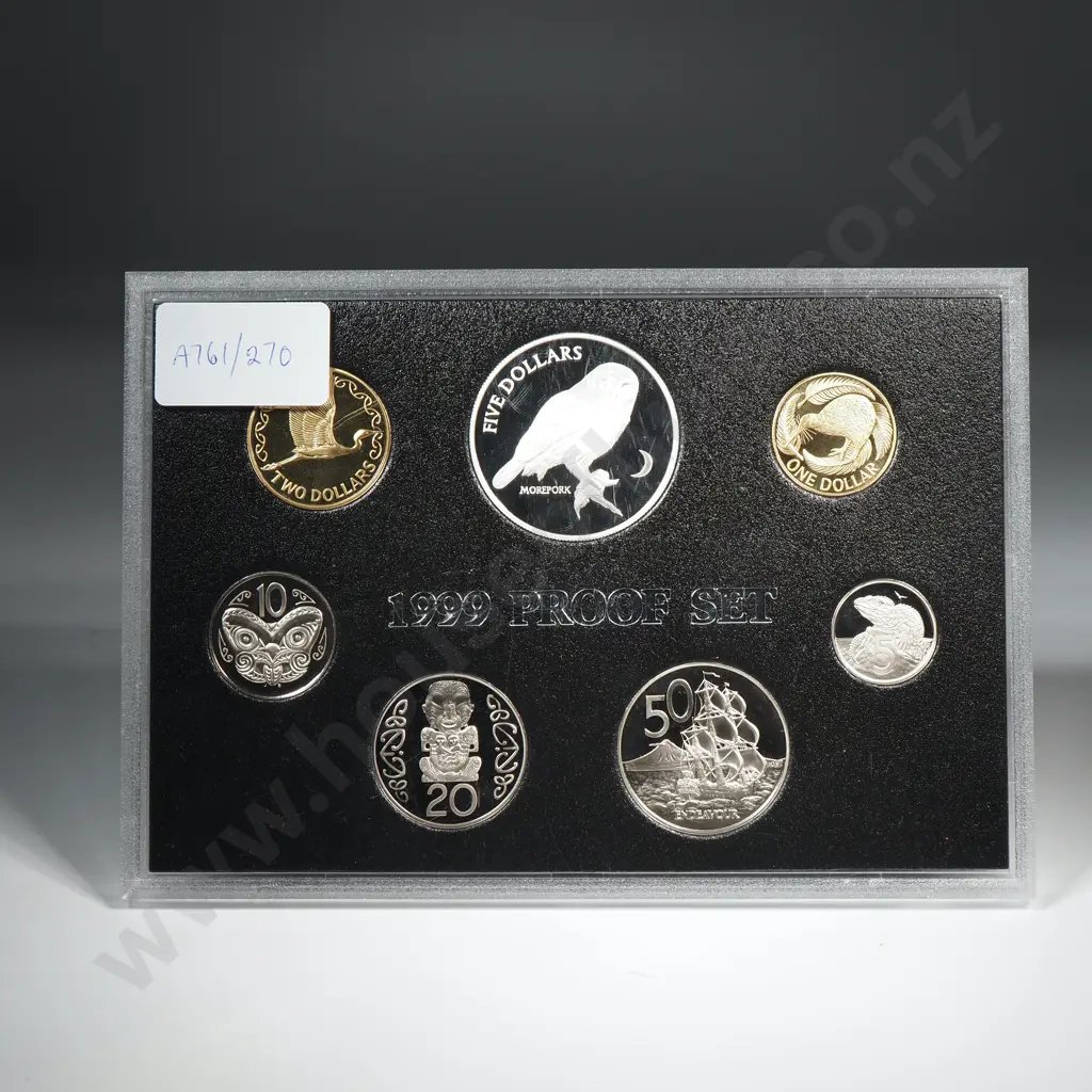 1999 New Zealand Proof Coin Set w Silver Dollar  Image 1++