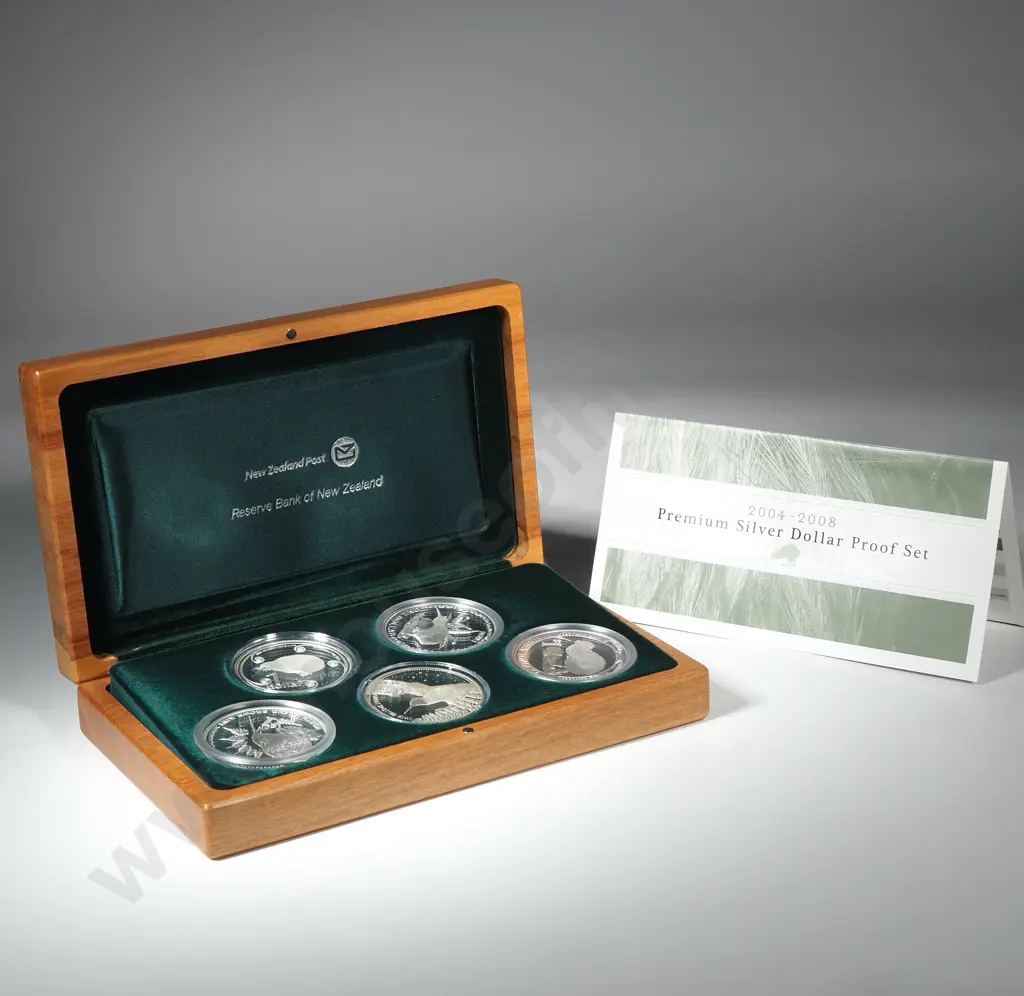 2004-2008 Premium Silver Dollar Proof Set w Five One Ounce Silver Proof Coins CV $1100 Image 1++