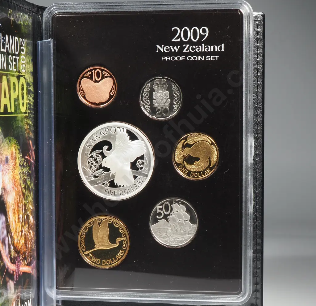 2009 New Zealand Currency Coin Set One Ounce Silver Proof CV $180 Image 1++