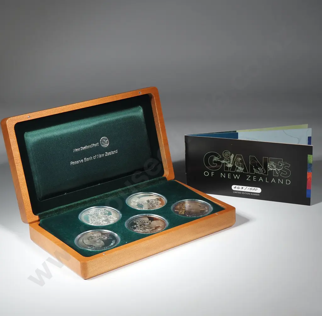 2009 Giants of New Zealand Five One Ounce Silver Proof Coin Set CV $425 Image 1++