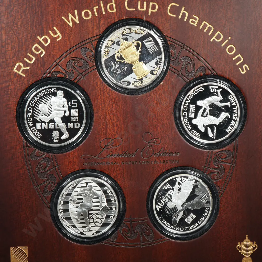 2011 New Zealand Ruby World Cup Five Silver Proof Coin Set  Image 1++