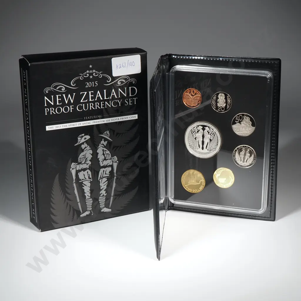 2015 New Zealand Proof Currency Set w One Ounce Silver Proof Spirit of Anzac Coin  Image 1++