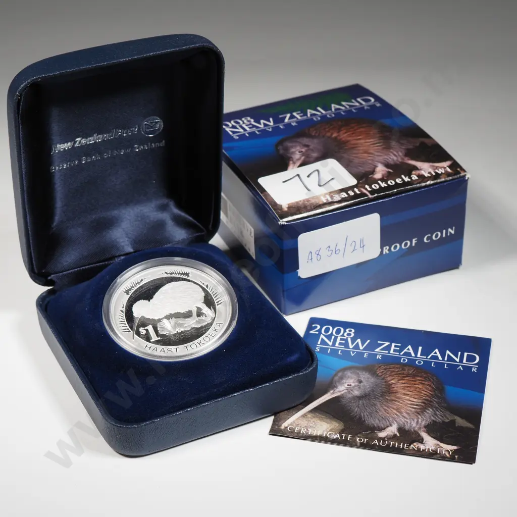2008 New Zealand Silver Dollar One Ounce Silver Proof Coin  Image 1++
