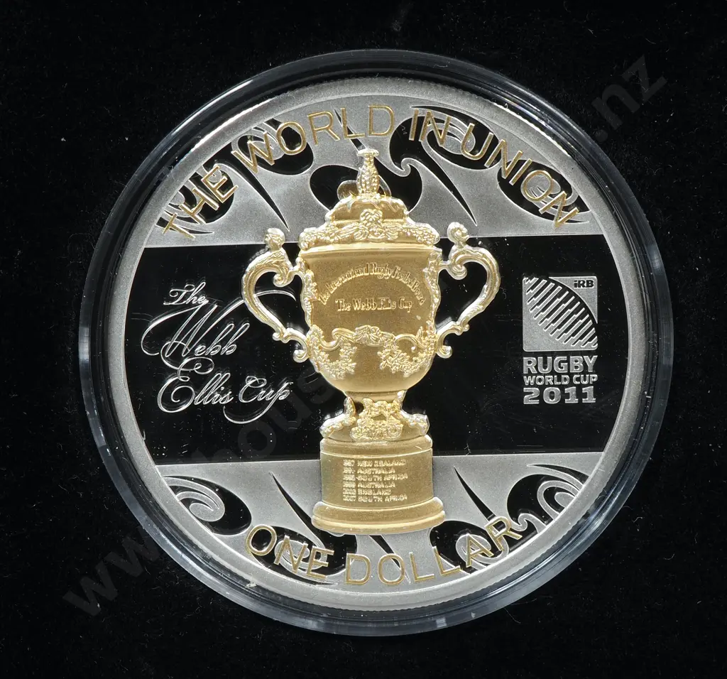 2011 New Zealand Webb Ellis Proof One Ounce Silver Coin  Image 1++