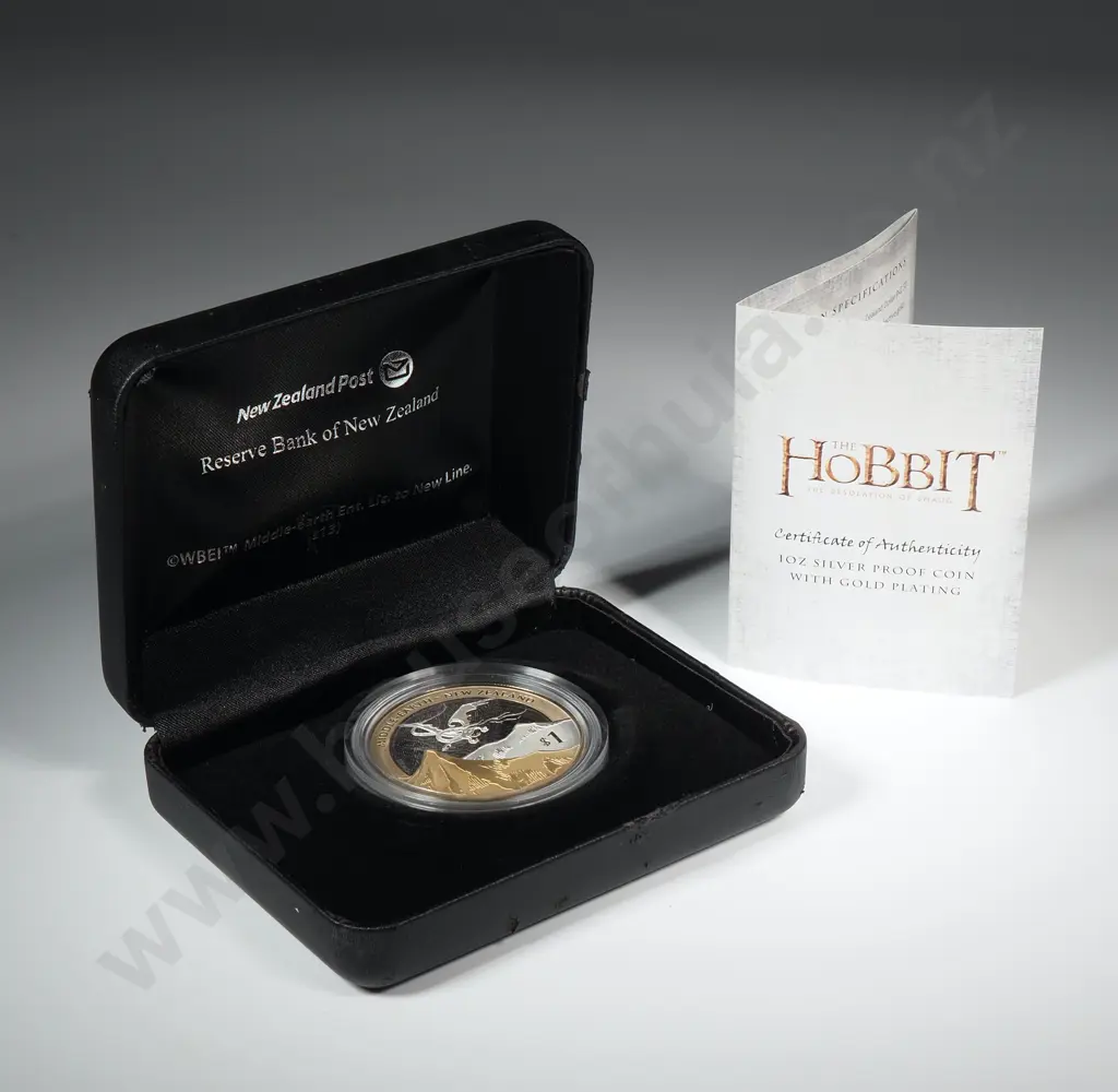 2013 New Zealand The Hobbit Coin One Ounce Silver With Gold Plating  Image 1++
