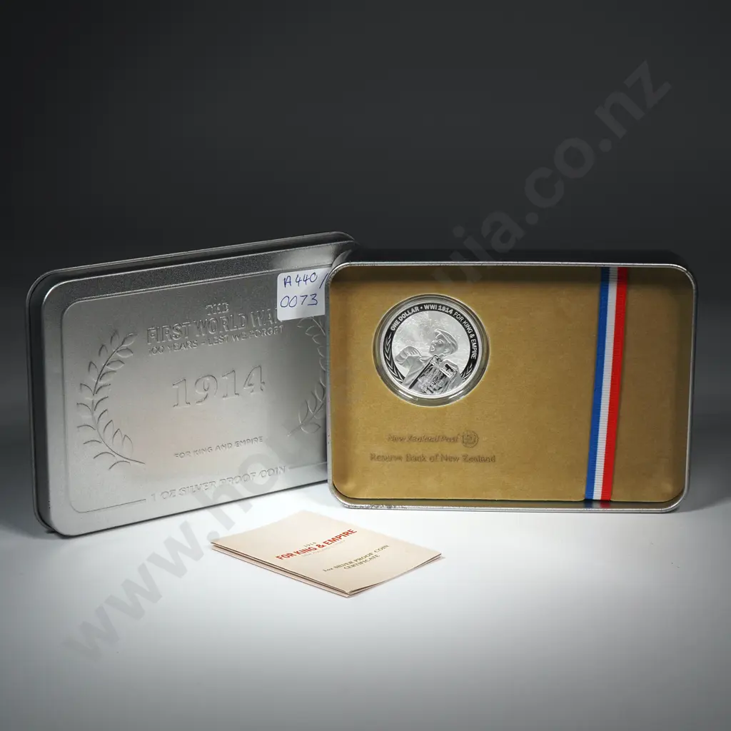 2014 New Zealand 100 Year First World War Commemerative Coin 1oz Silver  Image 1++