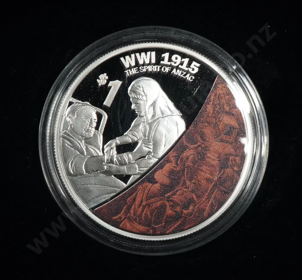 2015 New Zealand 1915 The Spirit of ANZAC One Ounce Silver Proof Coin Image 1++