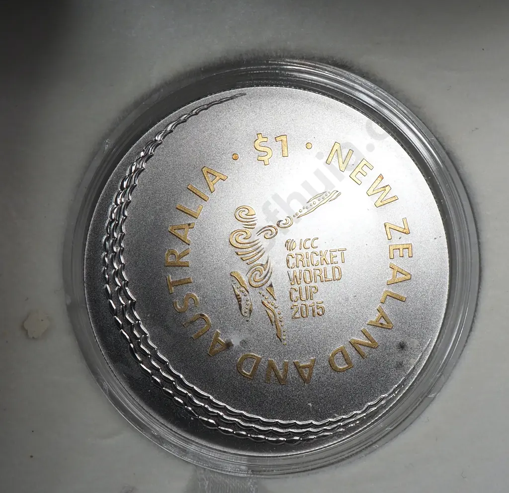 2015 ICC Cricket World Cup New Zealand One Ounce Silver Proof Coin  Image 1++