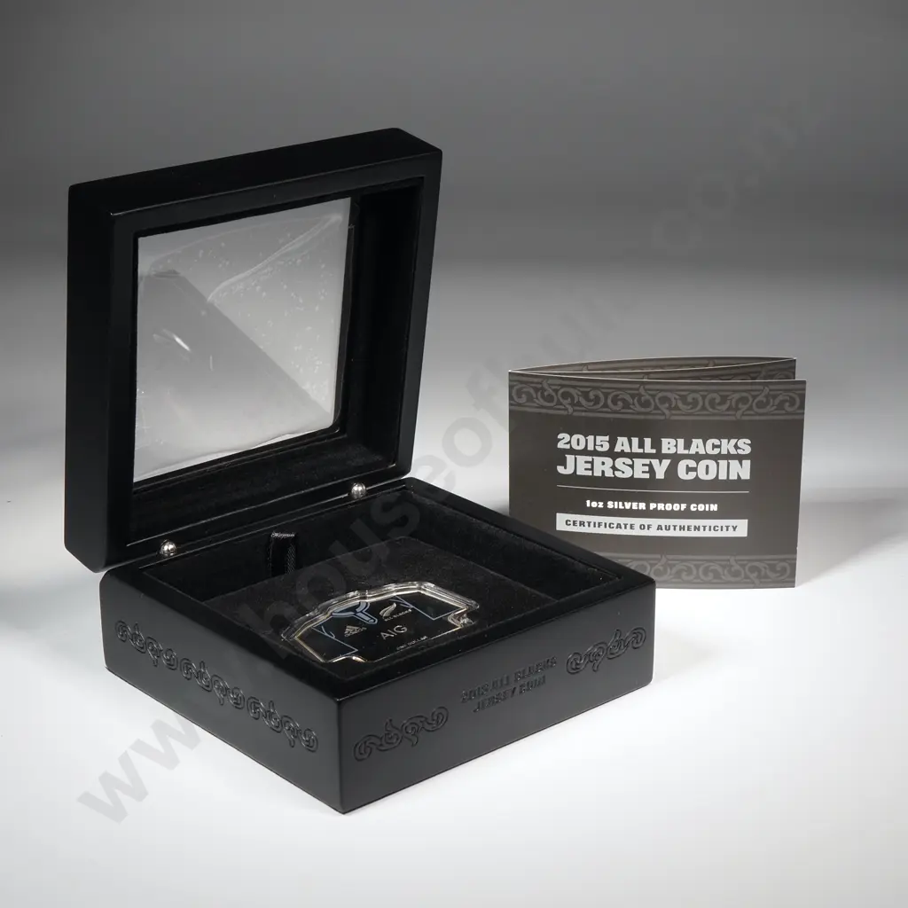 2015 New Zealand All Blacks Jersey Silver Proof Coin- One Ounce Silver Image 1++