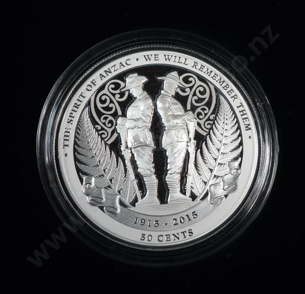 2015 New Zealand Anzac Commemorative Coin One Ounce Silver Proof Image 1++