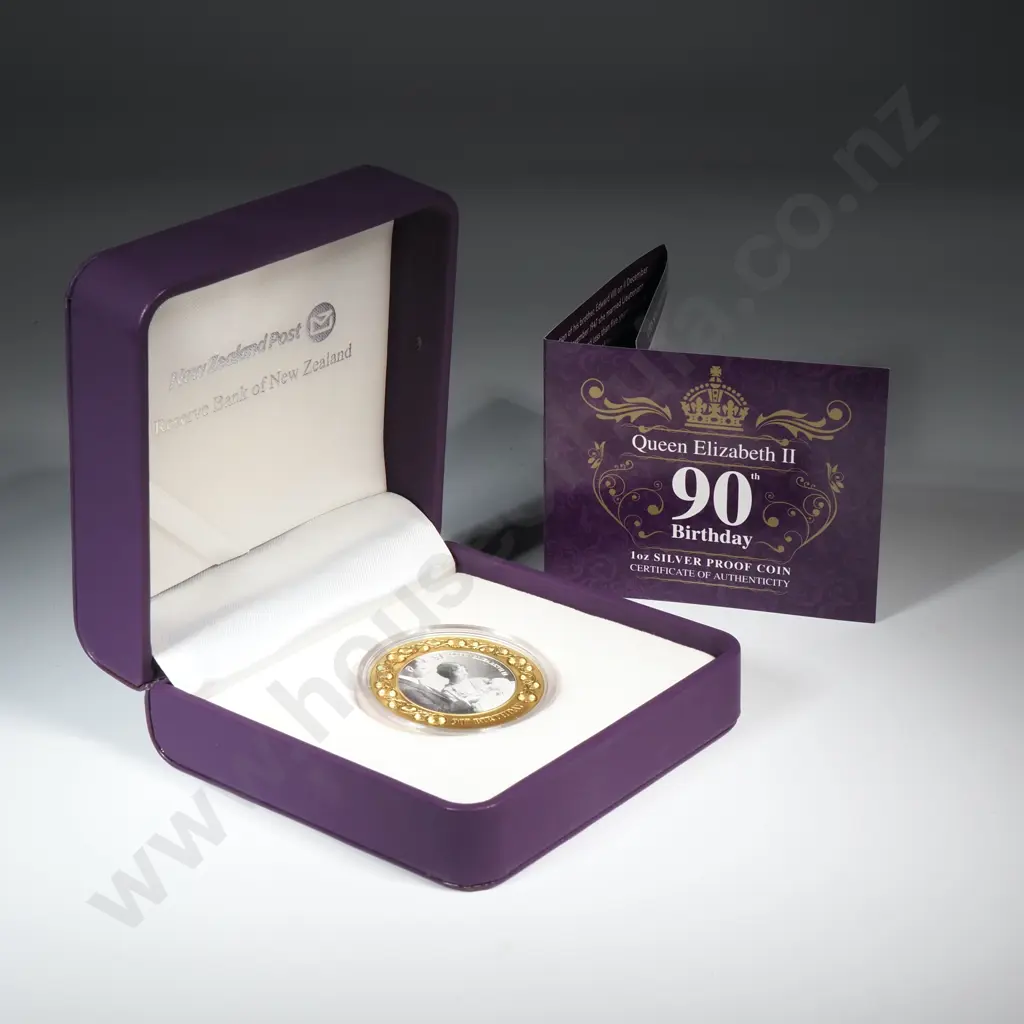 2016 New Zealand QEII 90th Birthday Coin One Ounce Silver Proof Image 1++