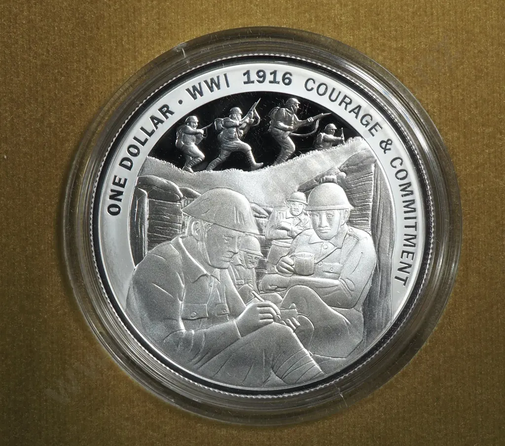 1916 - 2016 Courage & Commitment One Ounce Silver Proof Coin  Image 1++