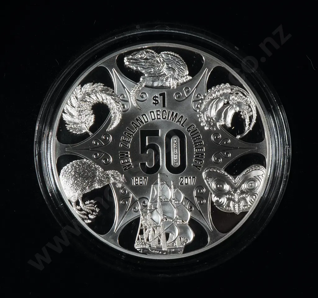 2017 50 Years of Decimal Currency One Ounce Silver Proof Coin  Image 1++
