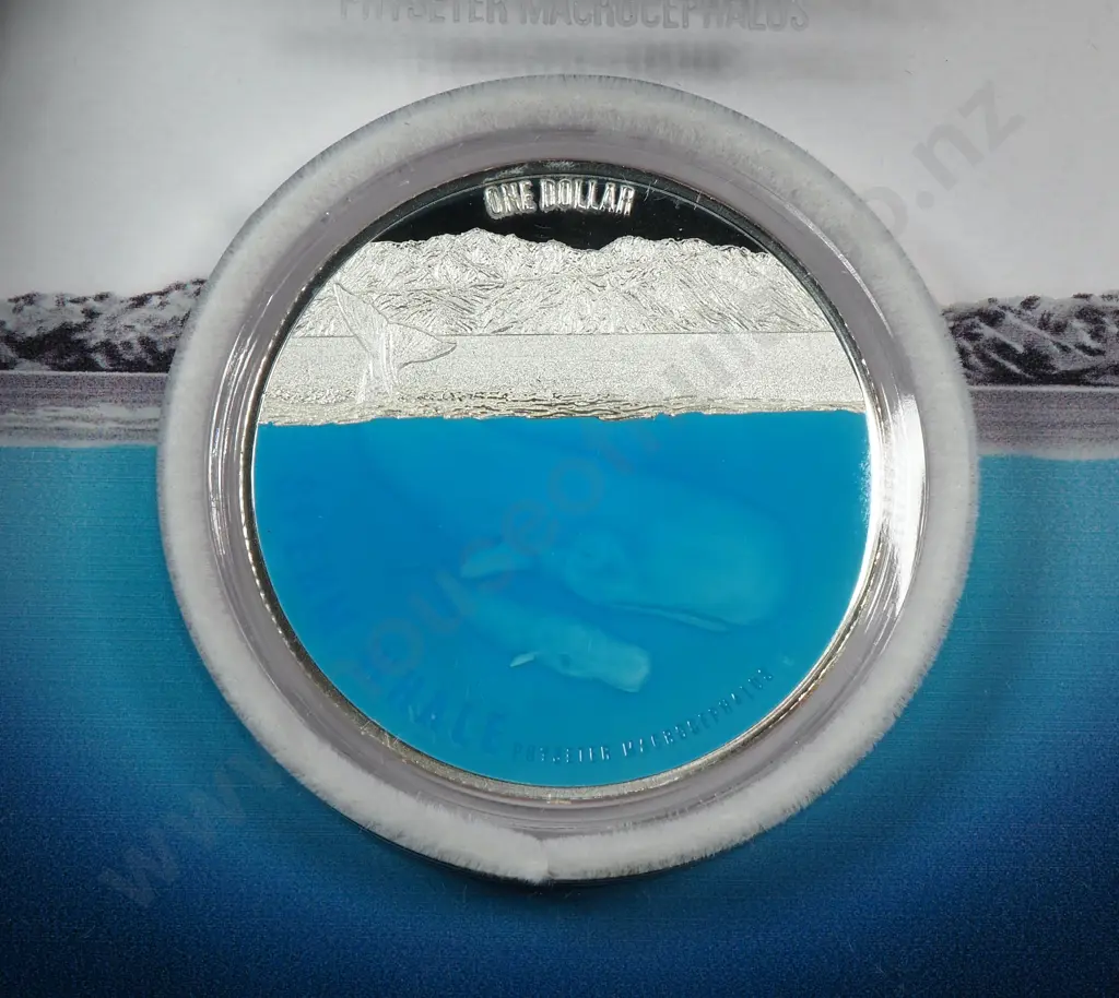2018 New Zealand Sperm Whale One Ounce Silver Proof Coin Image 1++