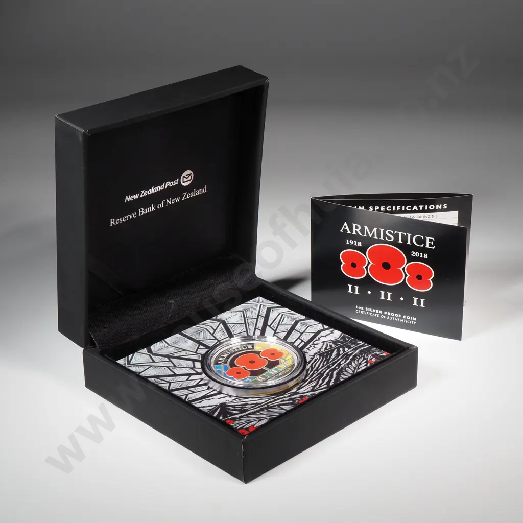 2018 New Zealand ANZAC Armistice Coin One Ounce Silver Proof  Image 1++