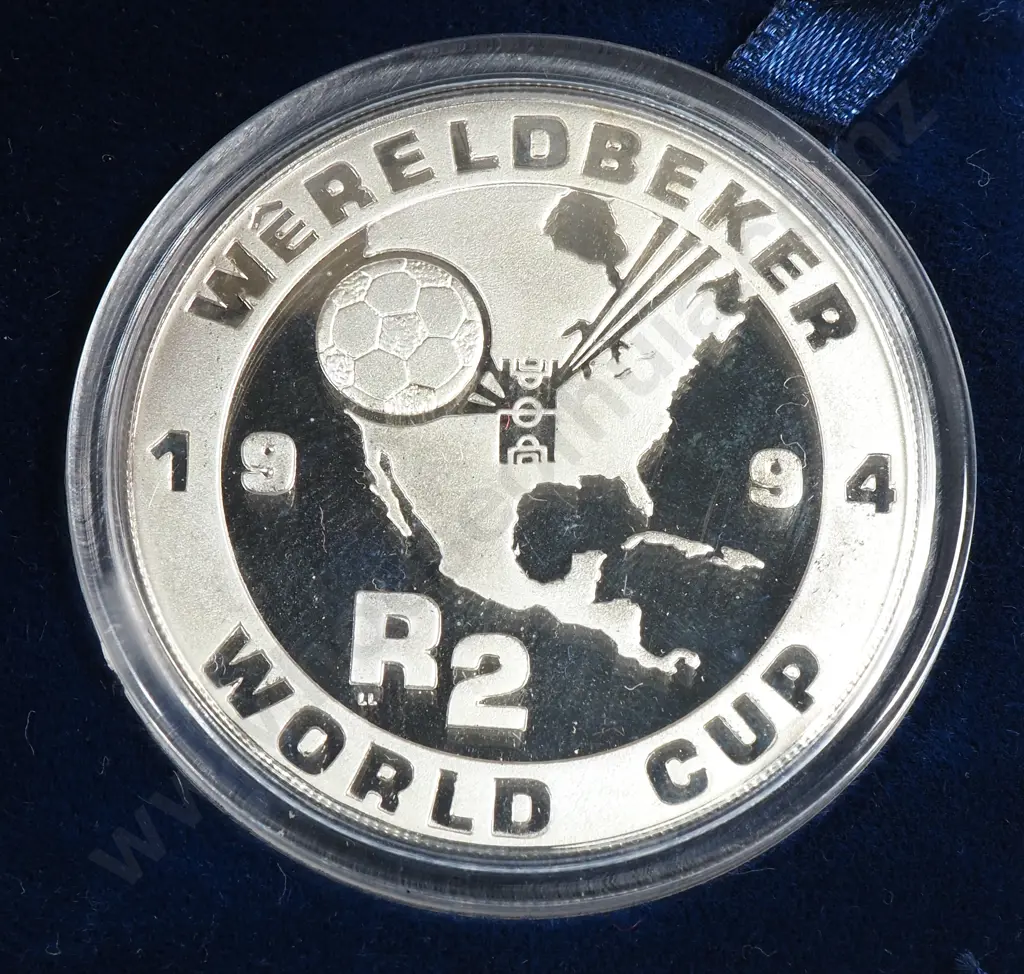 South Africa 1994 proof silver two rand – Football World Cup Image 1++