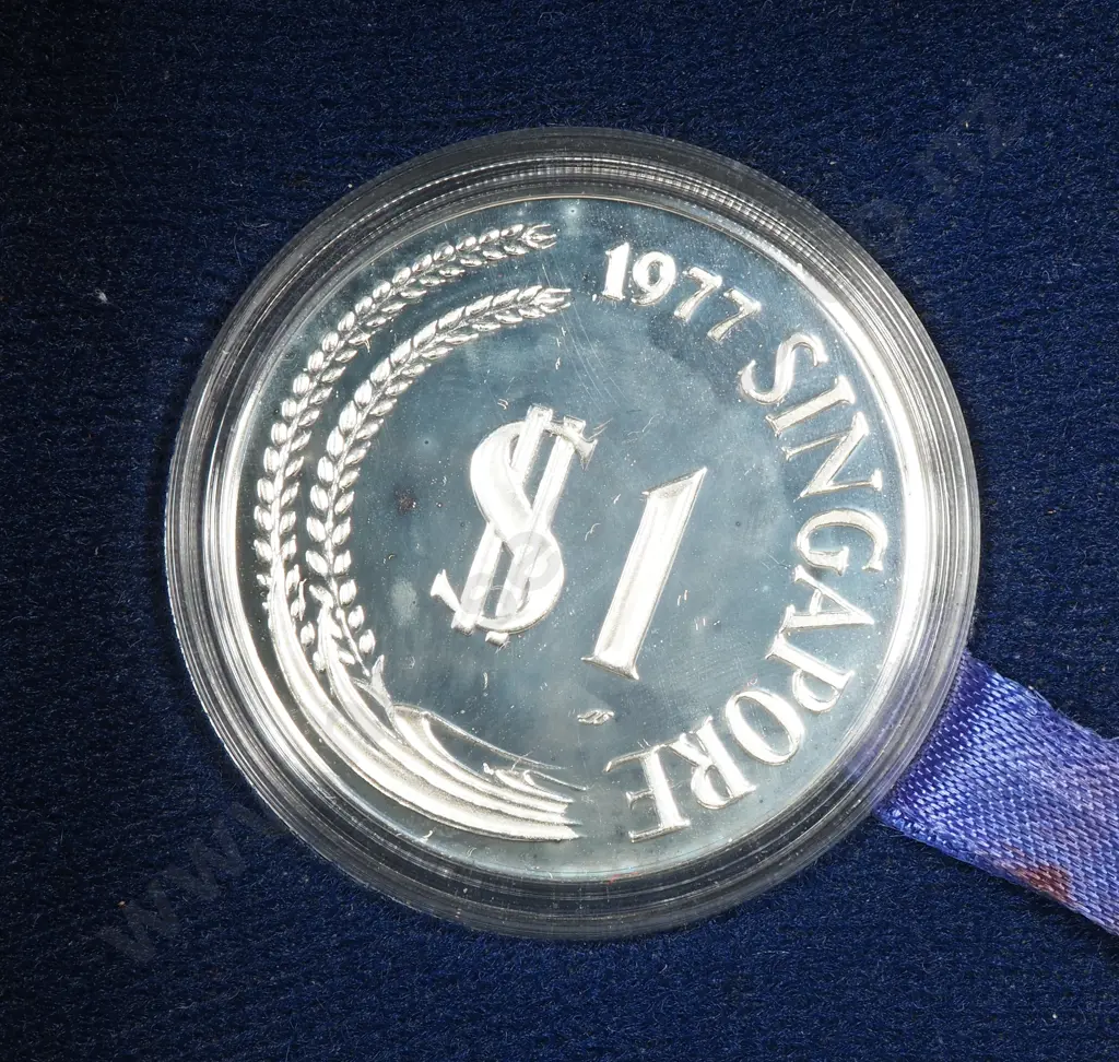 Singapore 1977 proof silver $1 Image 1++