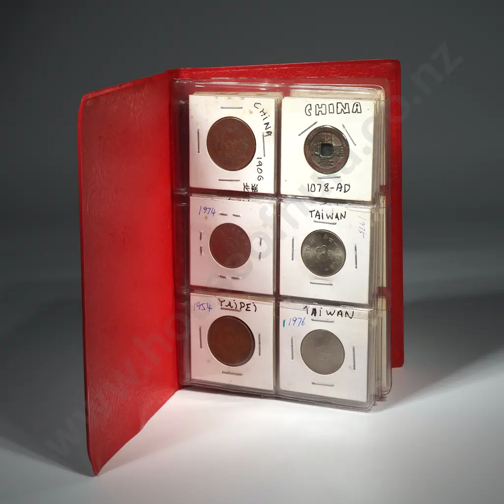 Chinese Coin Album w Assorted Asian Carded Coins Image 1++