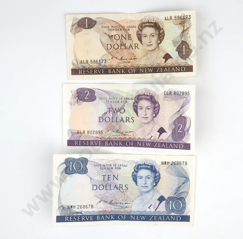 New Zealand Banknotes - Russel 1 / 2 / 10 Dollar Image 1++