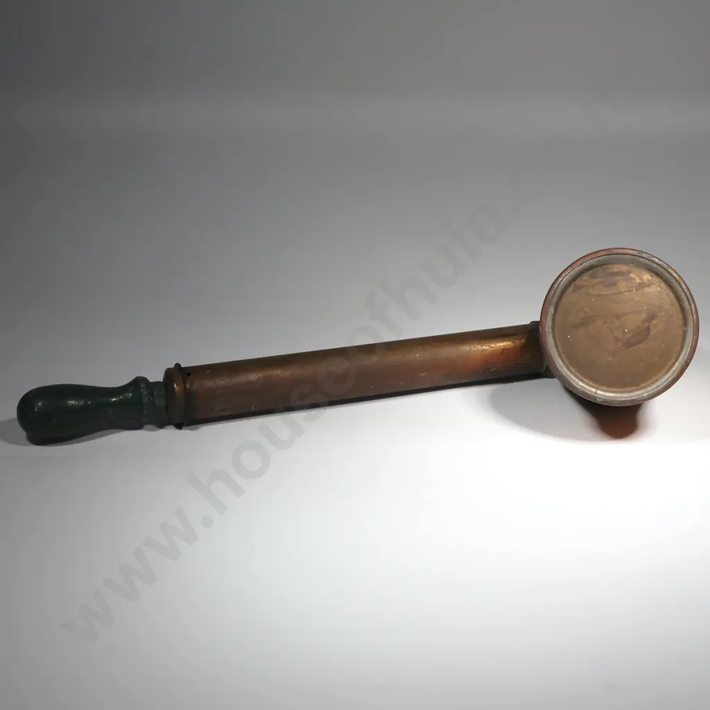 Vintage Copper & Brass Bug Sprayer w Green Wooden Handle Image 1++