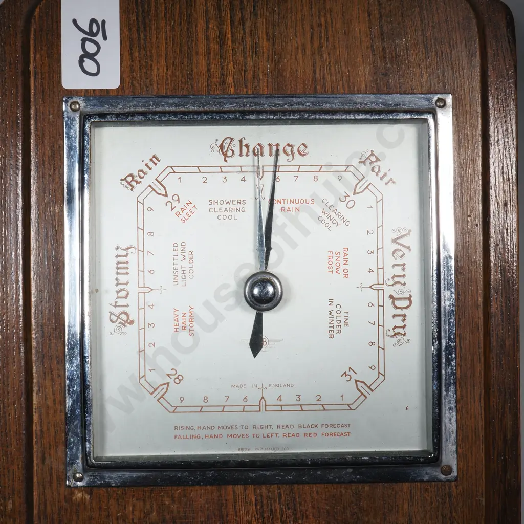 Oak Art Deco Style Wall Barometer Image 1++