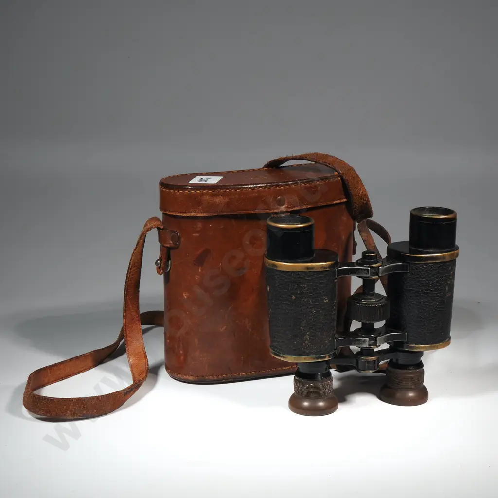 Vintage Aitchison London 'The Imperial Binoculars' w Leather Carry Case Image 1++