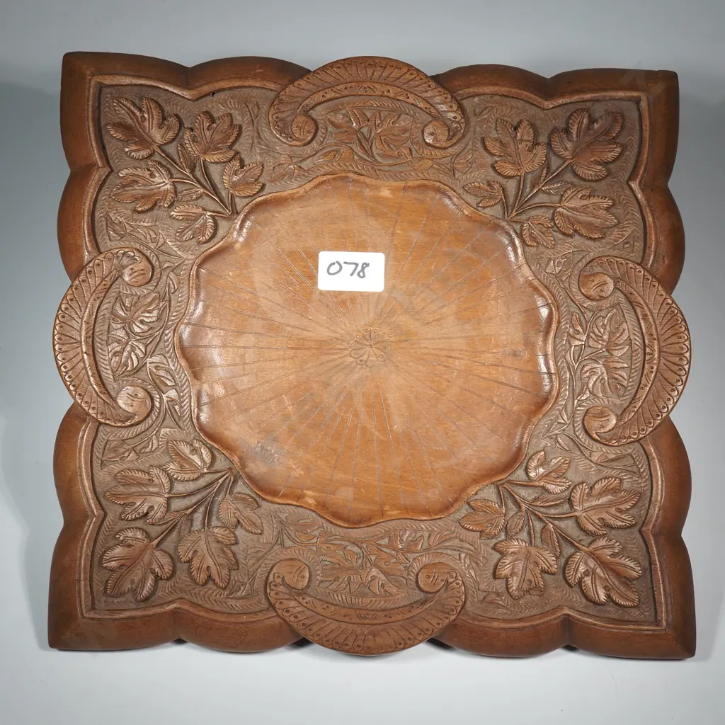 Antique Indian Hand Carved Panel wF loral & Scroll Motifs Image 1++