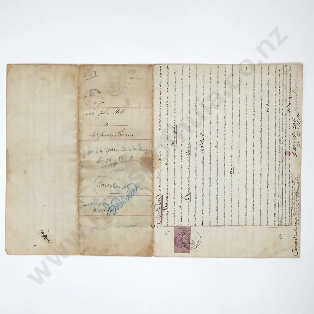 Deed - Wellington New Zealand - 1877 Image 1++