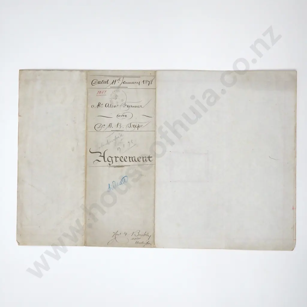 Memorandum of Agreement - Wellington New Zealand - 1878 Image 1++