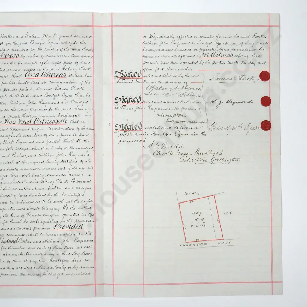 Deed - Wellington New Zealand - 1891 Image 1++