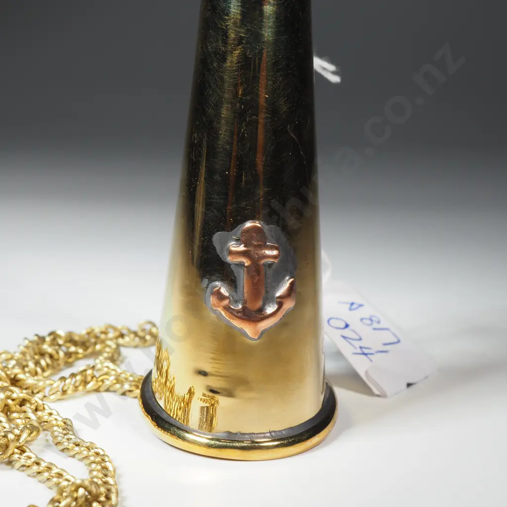 Bigul Brass Horn w Chain & Anchor Emblem Image 1++